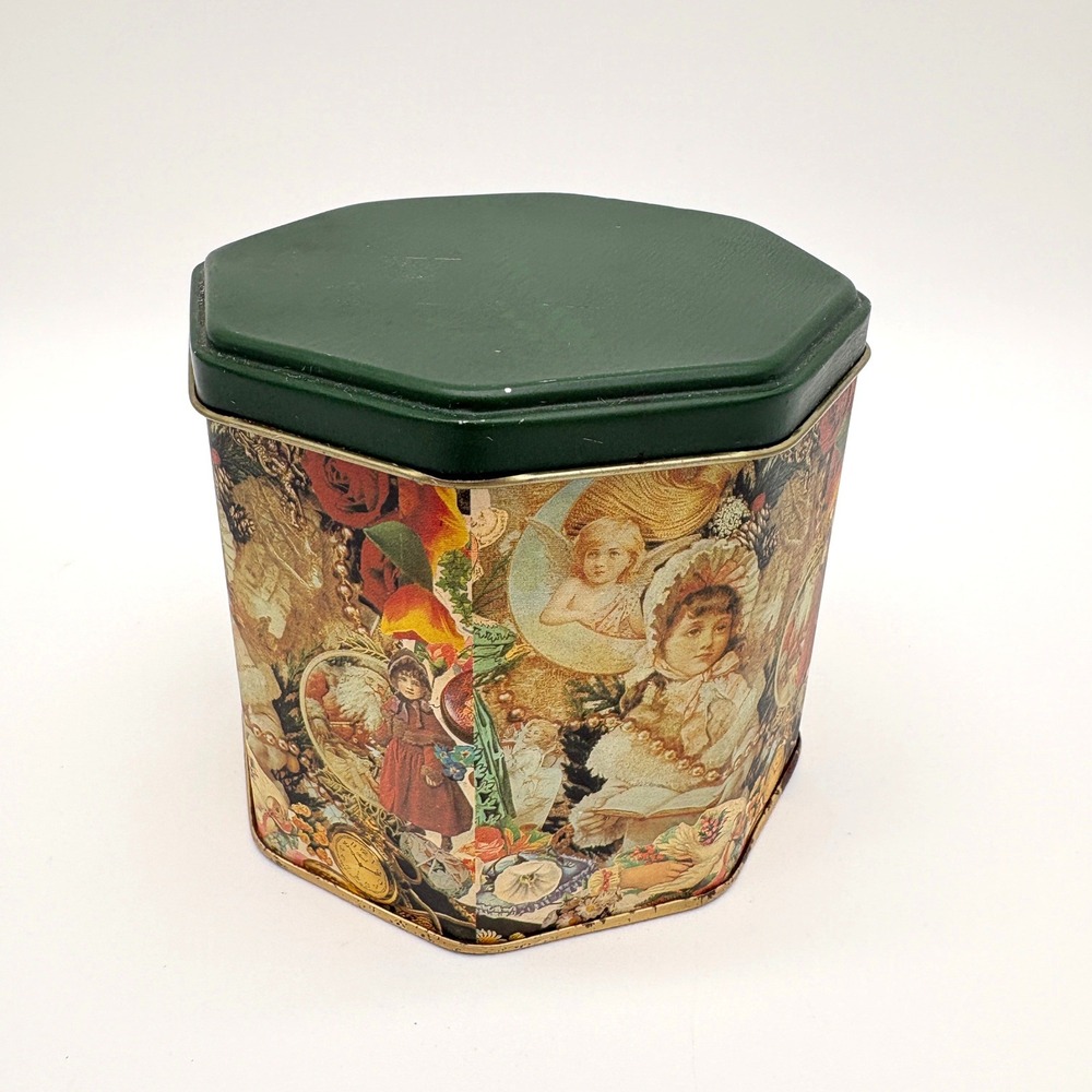 Victorian Angelcore Octagonal Metal Trinket Tin Vintage Aesthetic Storage Box